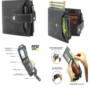 Men’s Leather Wallet – Design A-720 GREY (RFID)