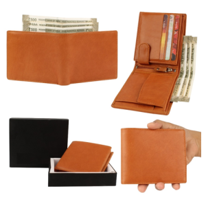 Men’s Leather Wallet – Design C-1 TAN (RFID)