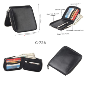 Men’s Leather Wallet – Design C-726 BLK (RFID)