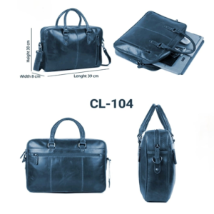 Leather Laptop Bag – Design CL-104 (Blue)