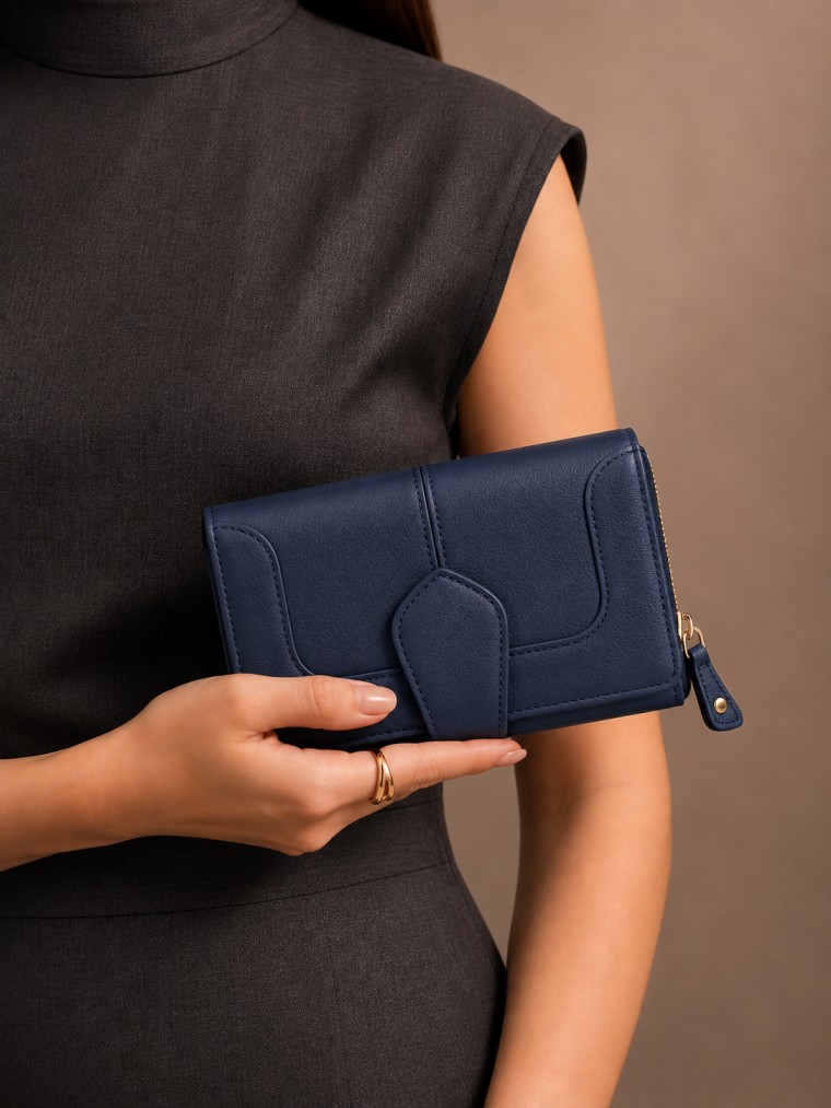 Leather Ladies Wallets – Design W1-Blue - Image 2
