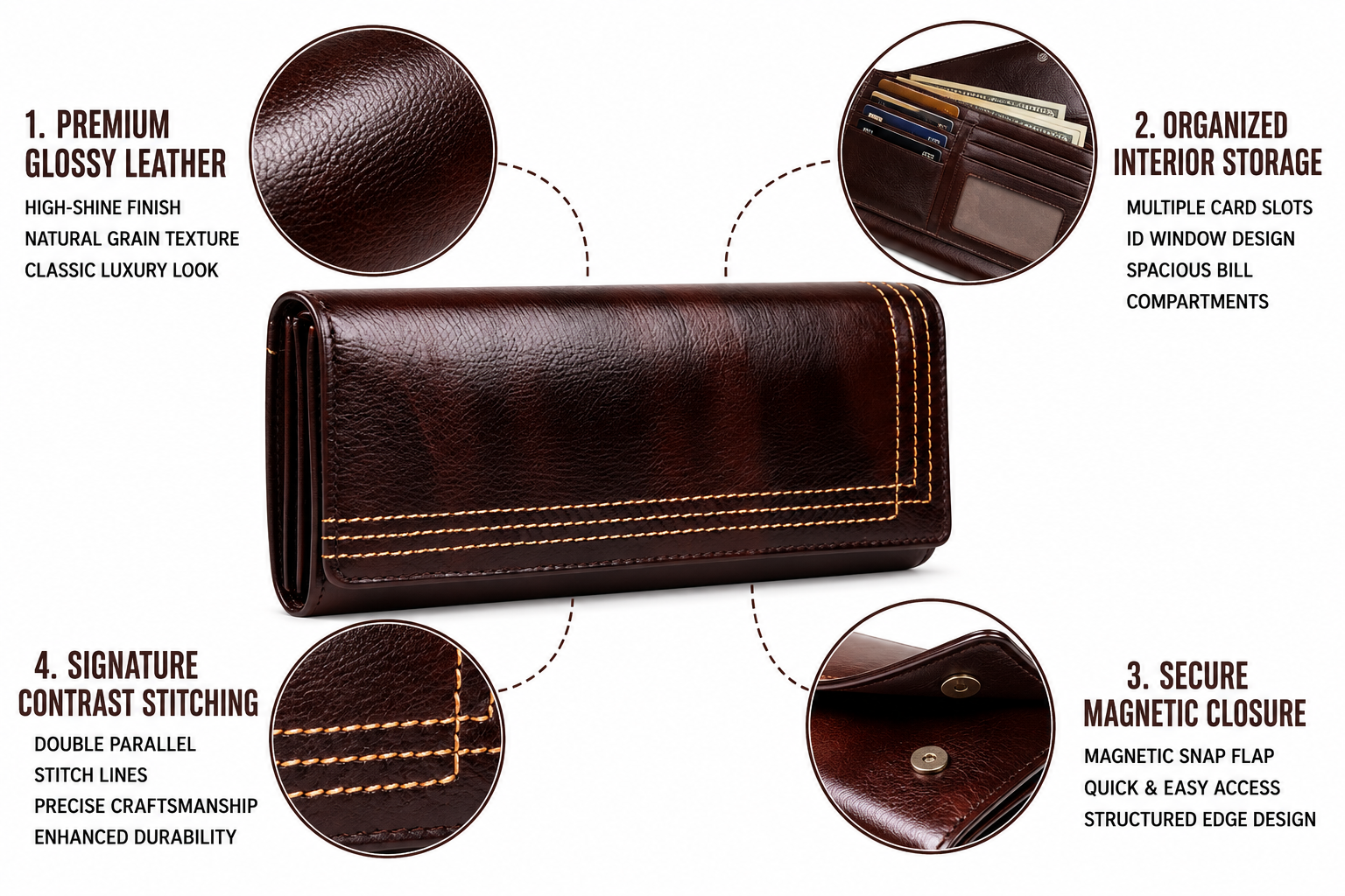 Leather Ladies Wallets – Design 01429 - Image 3