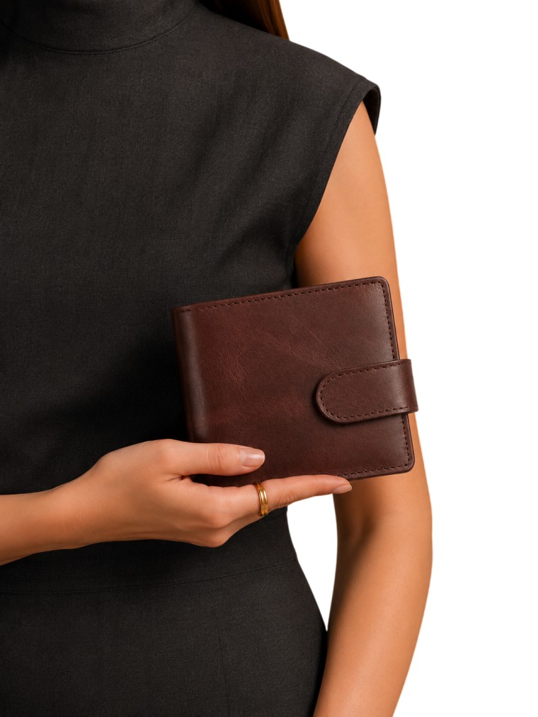 Leather Ladies Wallets – Design W6-Maroon - Image 2
