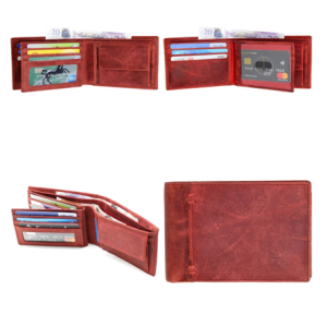 Men’s Leather Wallet – Design H-1055 RED (RFID)