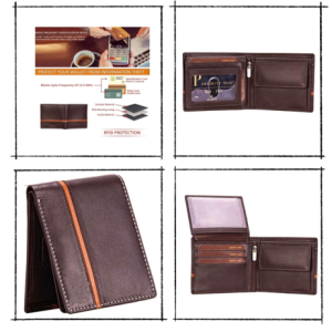 Men’s Leather Wallet – Design N-03 BROWN (RFID)