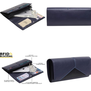 Leather Ladies Wallet – Design W8-Blue