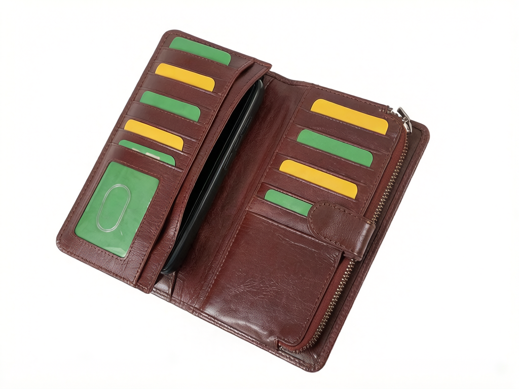 Leather Ladies Wallets – Design W7-Maroon - Image 2