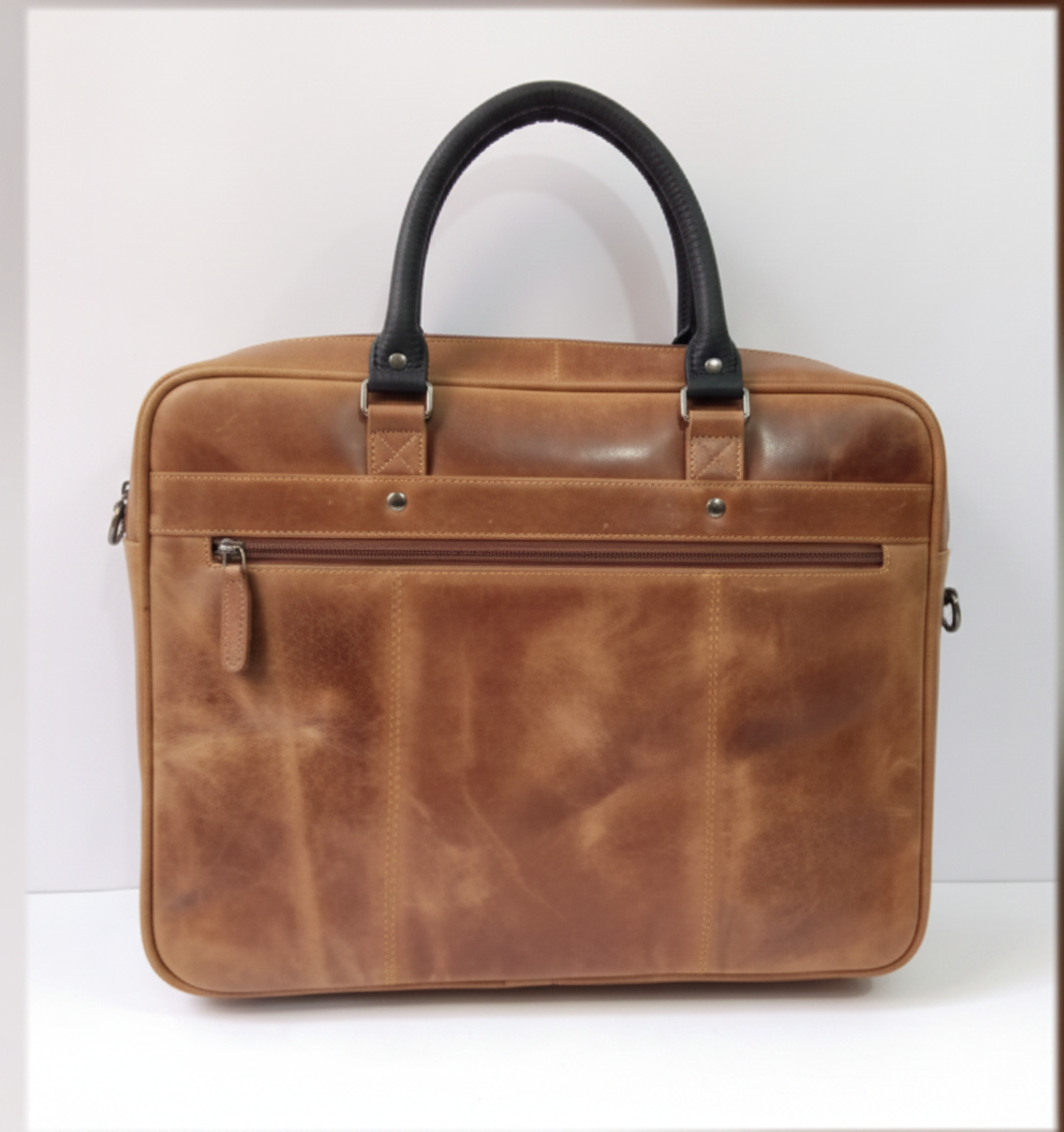 Leather Laptop Bag – Design CL-108 (Tan) - Image 3