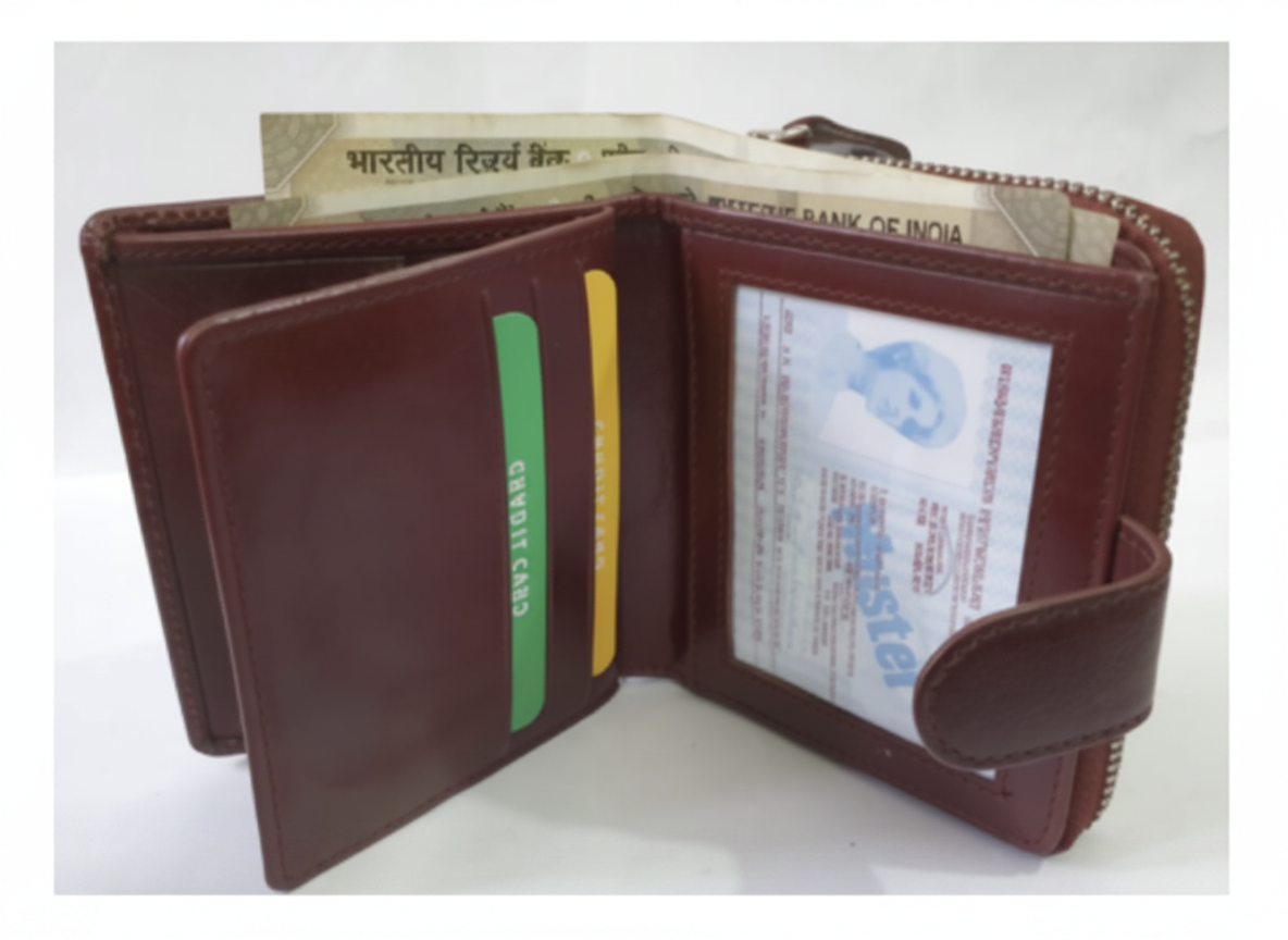 Leather Ladies Wallets – Design W6-Maroon - Image 3