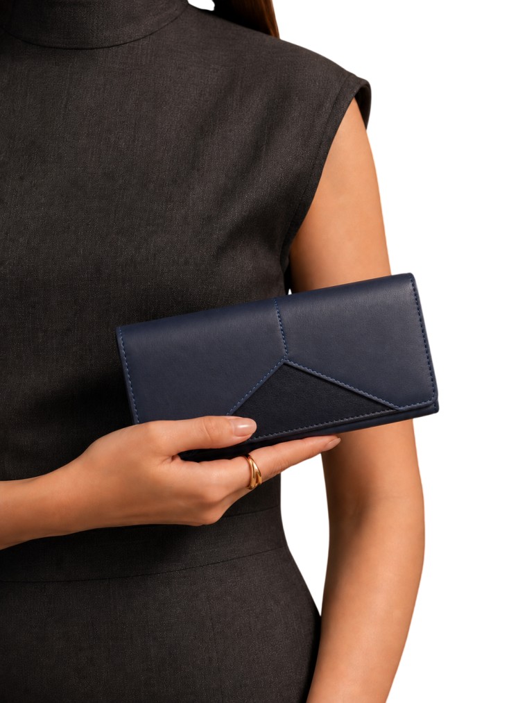 Leather Ladies Wallets – Design W8-Blue - Image 2