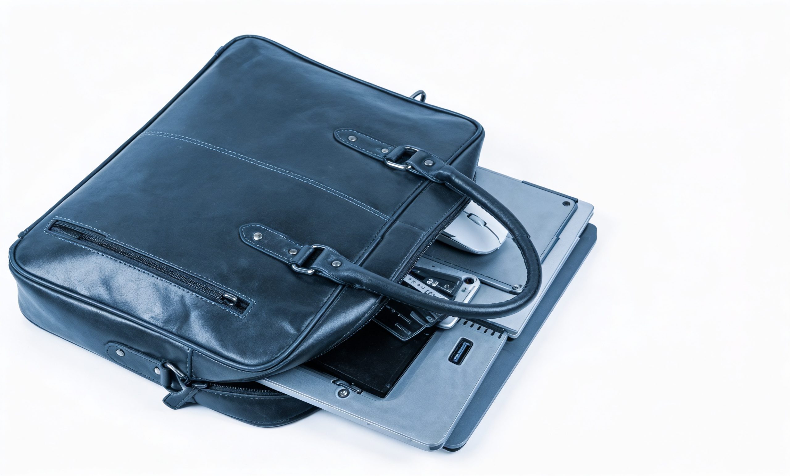 Leather Laptop Bag – Design CL-104 (Blue) - Image 4