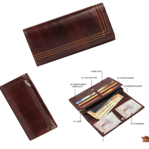 Leather Ladies Wallet – Design W4-BROWN