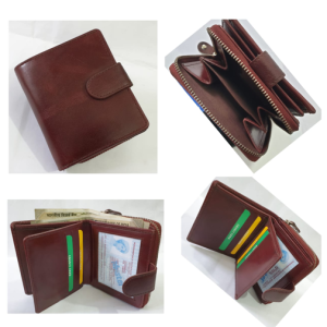 Leather Ladies Wallet – Design W6-Maroon